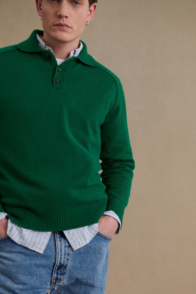 Men's jungle green polo-neck sweater