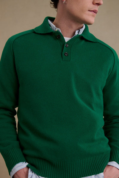 Men's jungle green polo-neck sweater