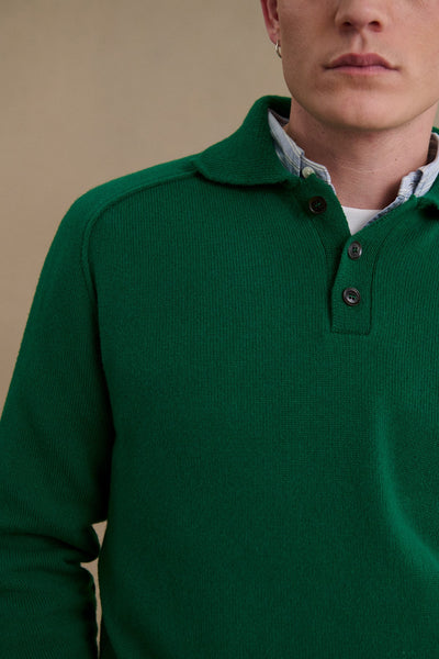 Men's jungle green polo-neck sweater