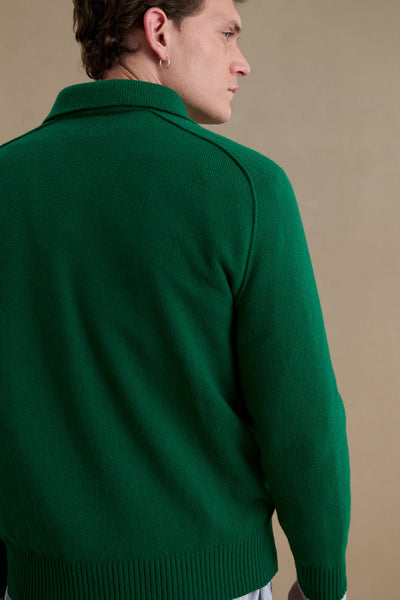 Men's jungle green polo-neck sweater