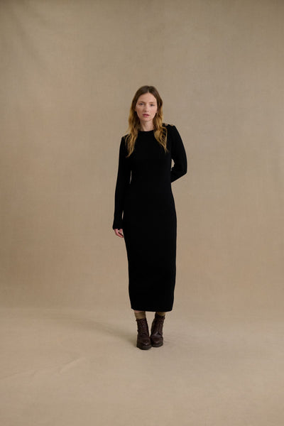 Robe tricot à côtes noire