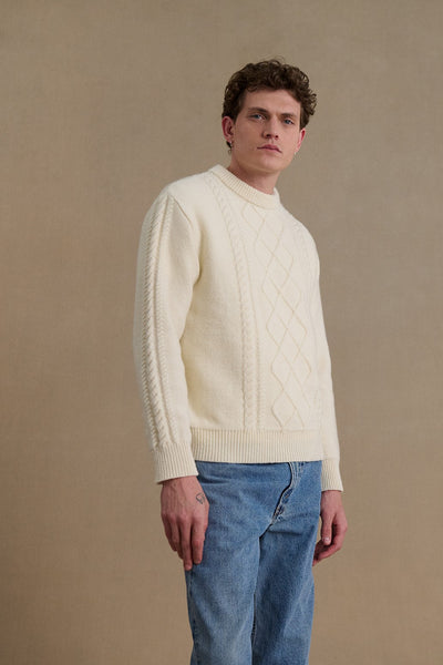 Pull irlandais écru pour homme