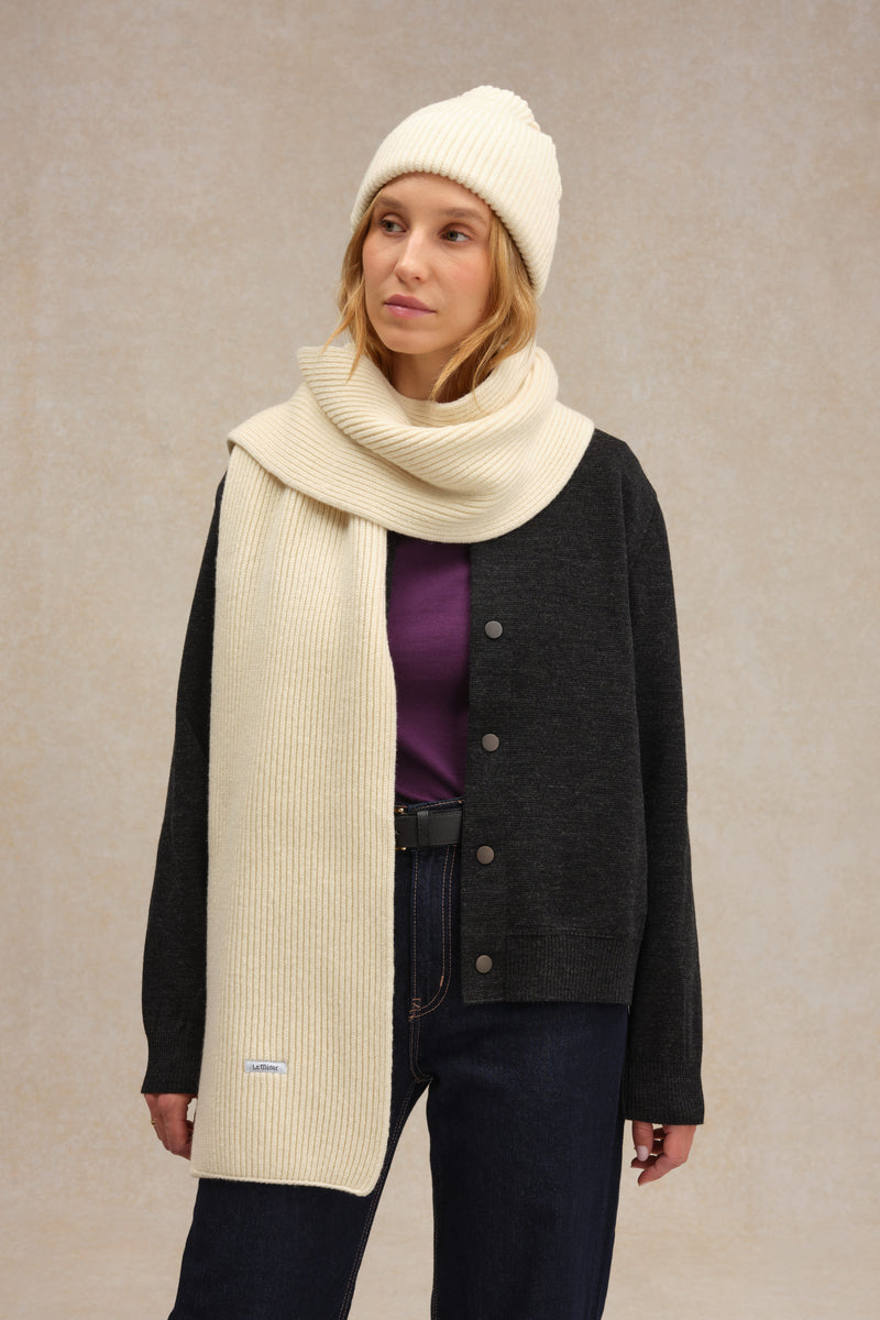 Mixed offwhite extra soft ribbed scarf