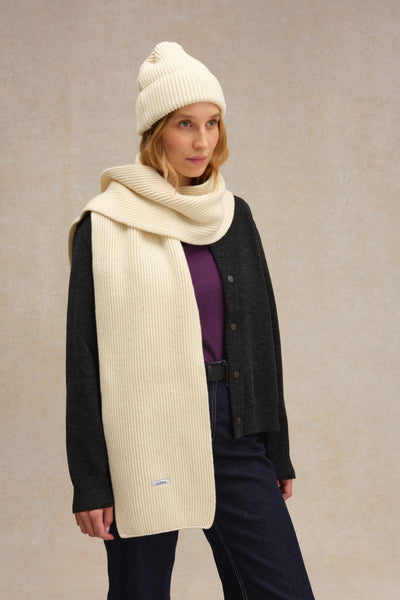 Mixed offwhite extra soft ribbed scarf