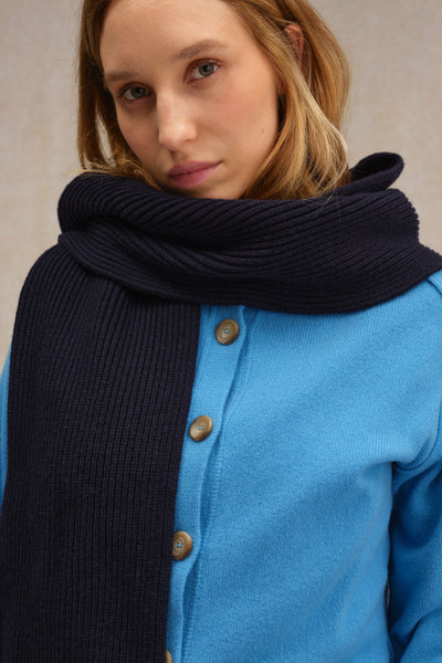 Mixed navy blue extra soft ribbed scarf