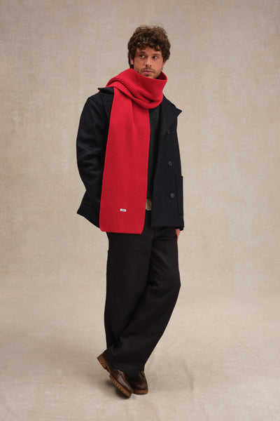 Écharpe à côtes extra doux mixte rouge