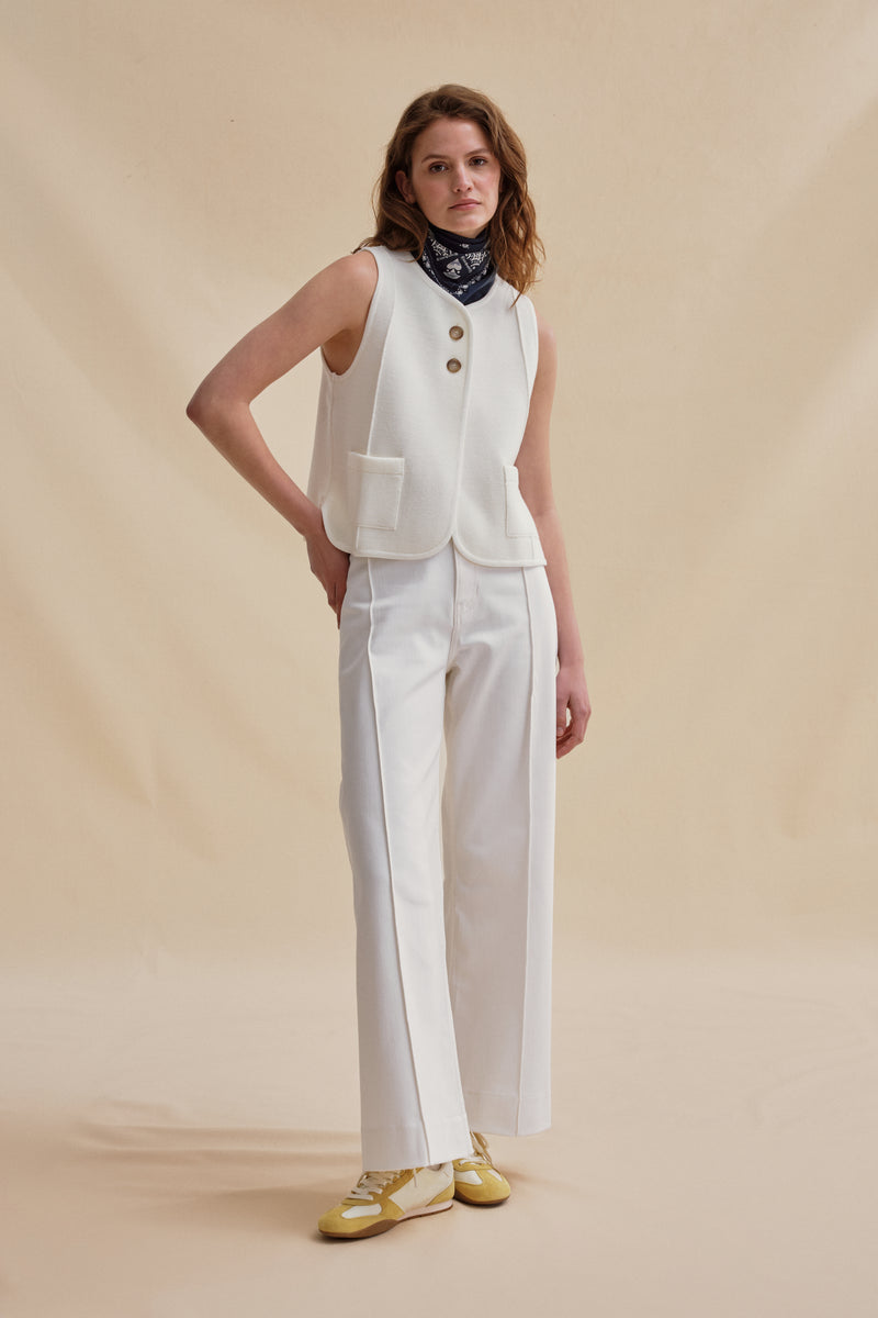 Gilet sans manches blanc maille milano