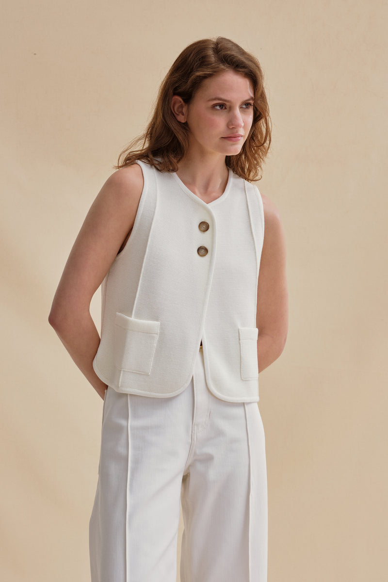 Gilet sans manches blanc maille milano