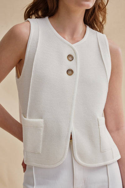 Gilet sans manches blanc maille milano