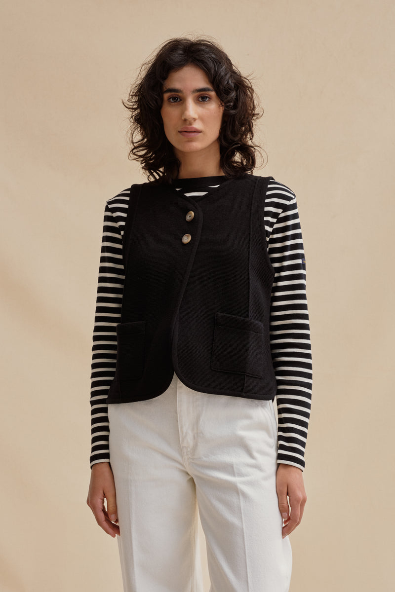 Gilet sans manches noir maille milano