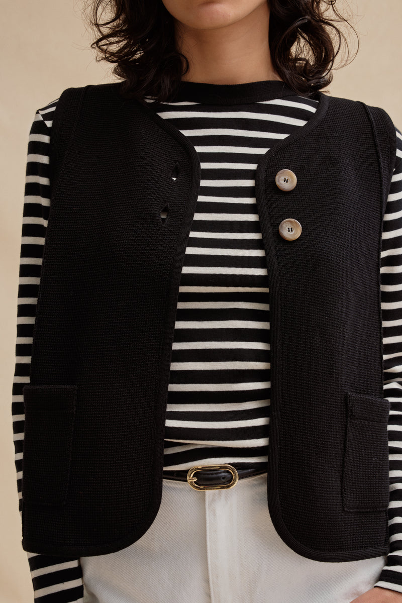 Gilet sans manches noir maille milano
