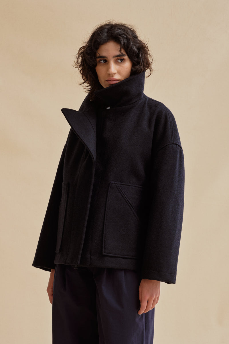 Caban bleu marine pour femme