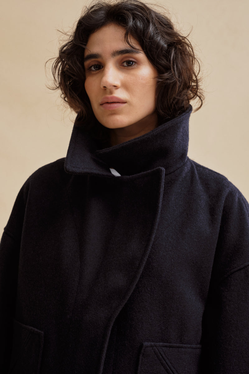 Caban bleu marine pour femme