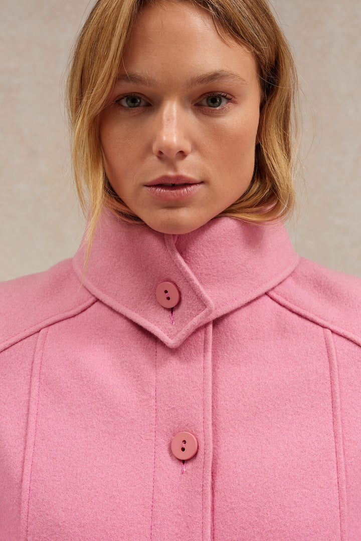 Manteau Vintage Courrèges Rose En Laine Taille 38 - Occasion Très Bon état