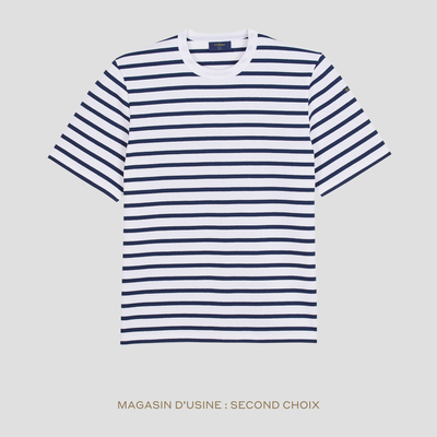T-shirt Pablo blanc et marine pour homme - Second choix