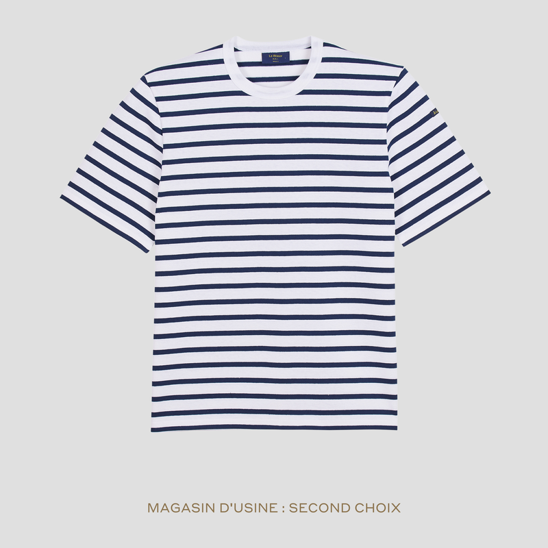 T-shirt Pablo blanc et marine pour homme - Second choix