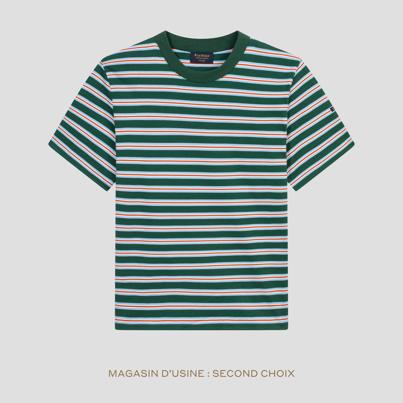 T-shirt rayé "Vic" vert mixte - Second choix