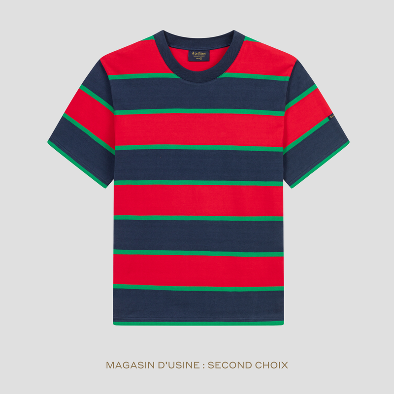 T-shirt rayé rouge et vert pour homme - Second choix