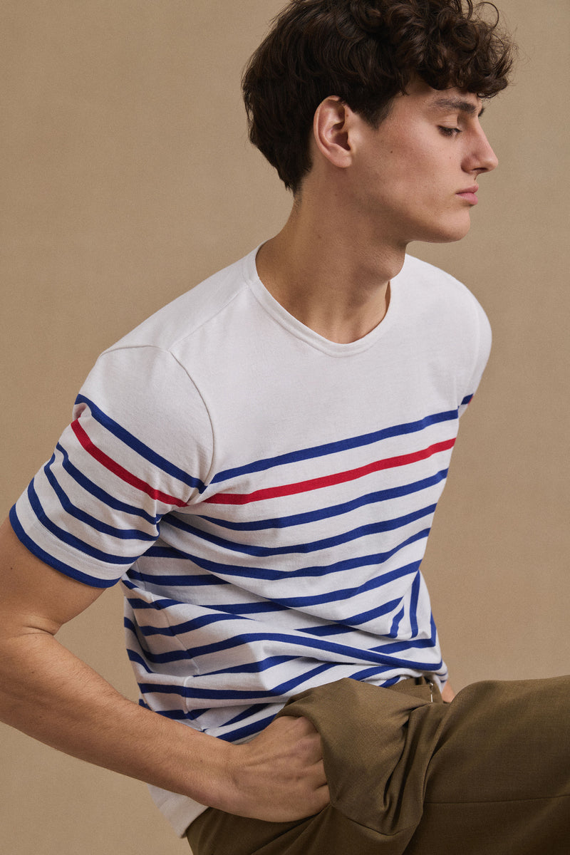 T-shirt marinière classique avec rayure rouge pour homme Le Minor
