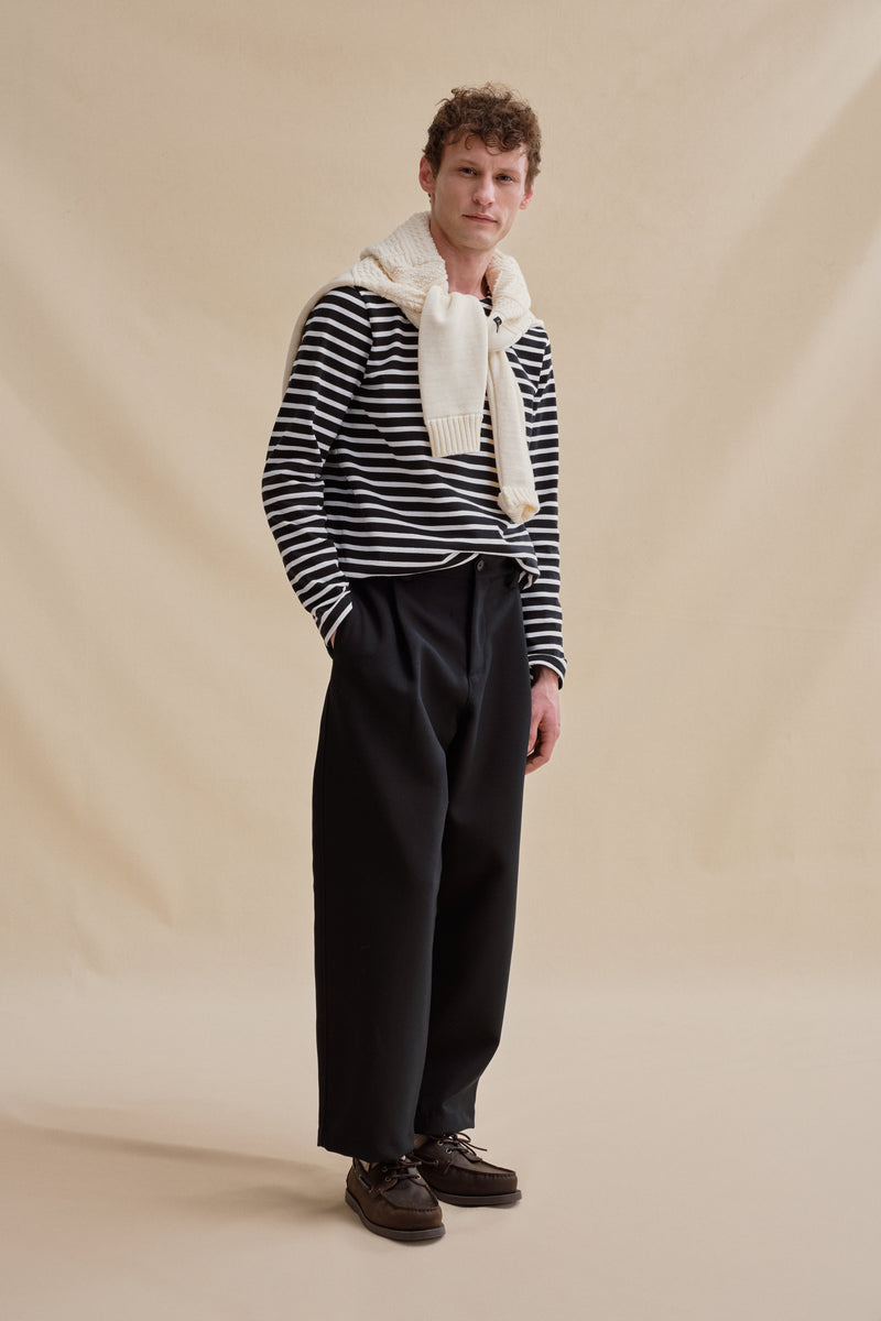 Marinière en coton épais noire et blanche pour homme