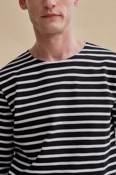 Marinière en coton épais noire et blanche pour homme
