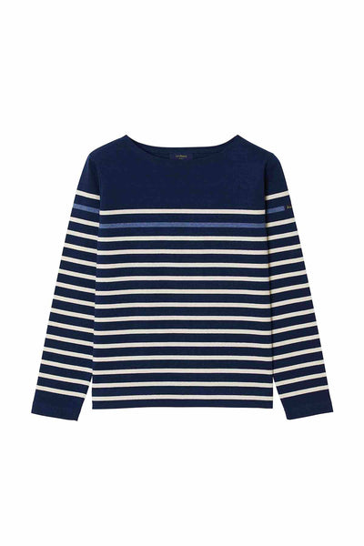 Marinière marine à rayure placée bleue pour femme