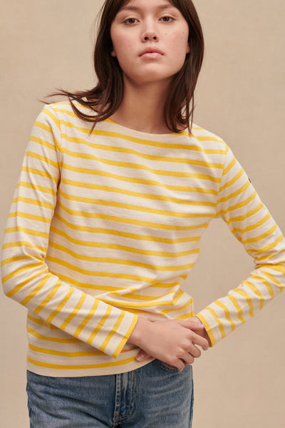 Women's classic pastel yellow sailor shirt