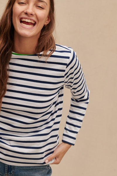 White and Navy sailor shirt for women