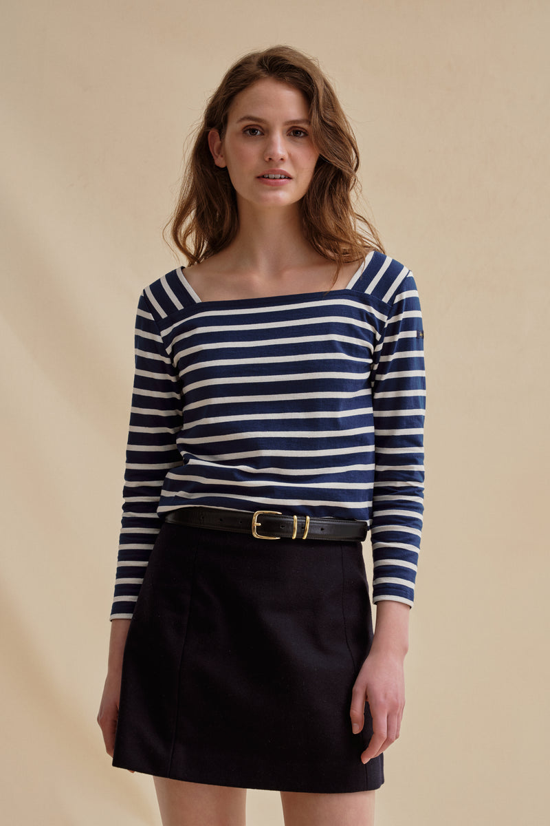 Gabrielle navy blue and ecru sailor shirt  for women