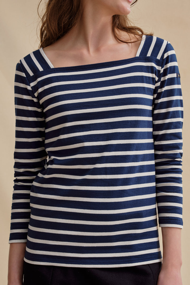 Gabrielle navy blue and ecru sailor shirt  for women