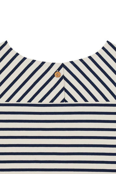 Women's buttoned back sailor shirt ecru/navy
