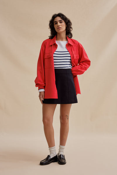 Surchemise en coton rouge pour femme