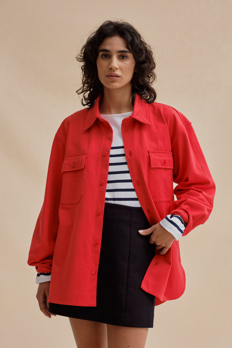 Surchemise en coton rouge pour femme