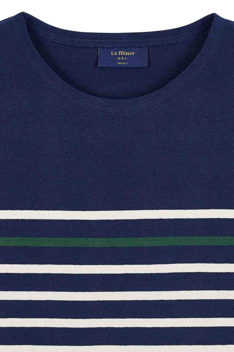Marinière marine à rayure placée verte pour homme