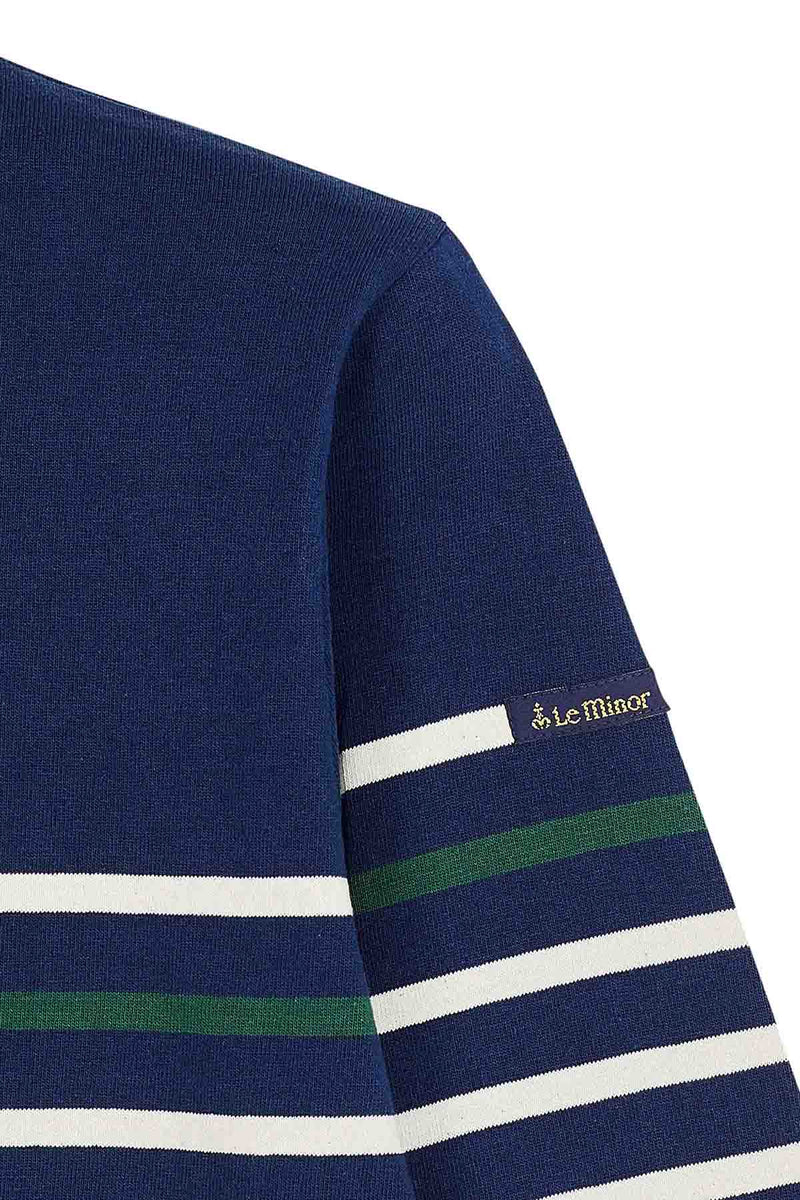 Marinière marine à rayure placée verte pour homme