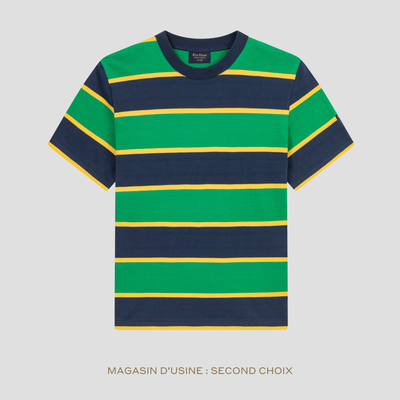 T-shirt rayé vert et jaune pour homme - Second choix