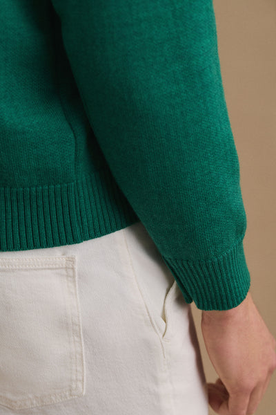 Emerald green merino wool hoodie for men