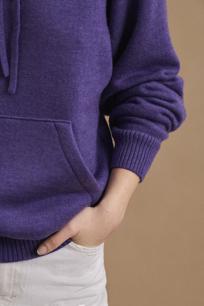 Women's purple merino wool hoodie