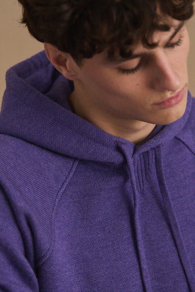 Men's purple merino wool hoodie