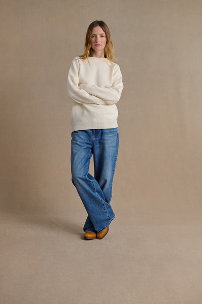 Women's ecru merino wool sweatshirt