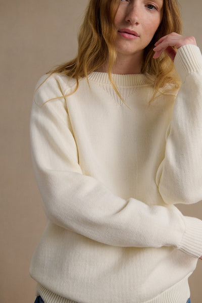 Women's ecru merino wool sweatshirt