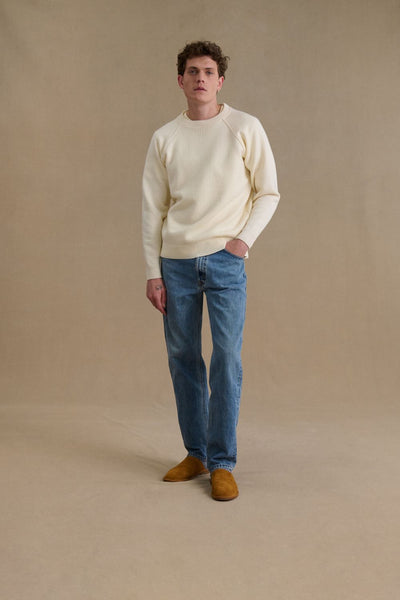 Men's ecru merino wool sweatshirt