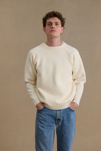 Men's ecru merino wool sweatshirt