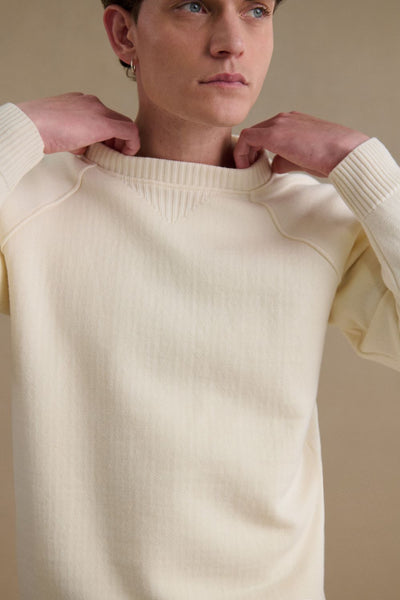 Men's ecru merino wool sweatshirt