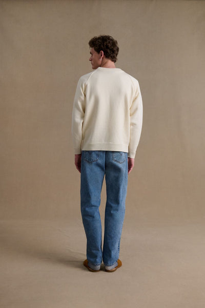 Men's ecru merino wool sweatshirt