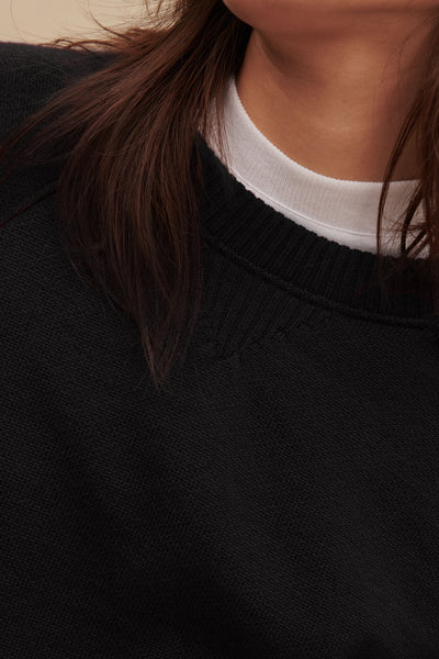 Women's black merino wool sweatshirt