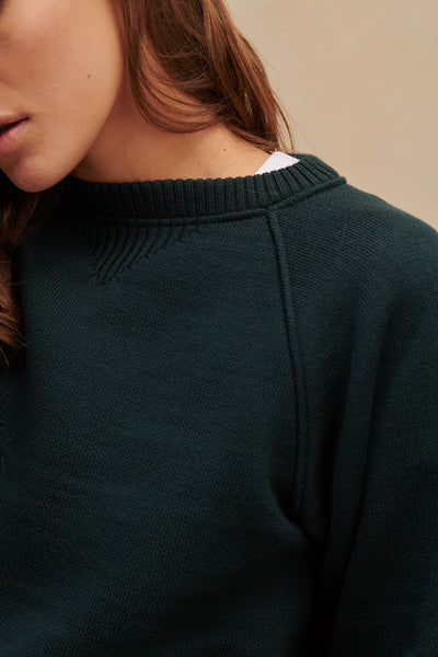 Women's green merino wool sweatshirt