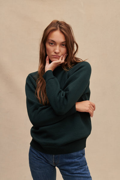 Women's green merino wool sweatshirt