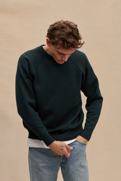 Men's green merino wool sweatshirt