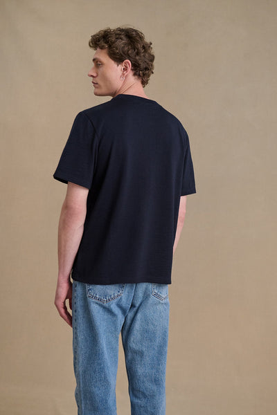 Men's navy blue short-sleeved merino wool t-shirt